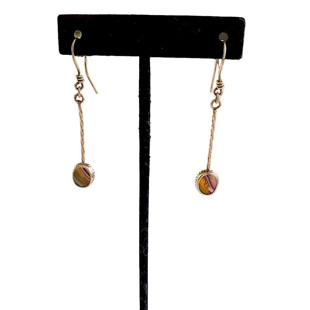 Sterling Silver and Abalone Dangle Pierced Earrings